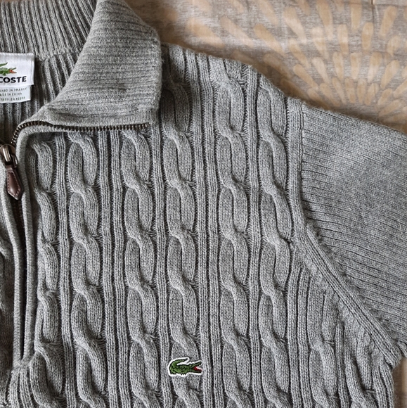 Lacoste Women's knit grey sweater size L - Picture 9 of 14
